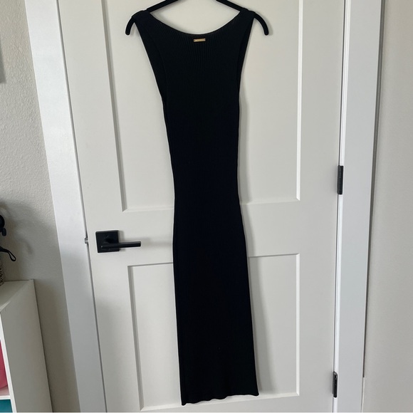 MICHAEL KORS Black V-Neck Knitted Ribbed Sleeveless Dress XS - Picture 7 of 9